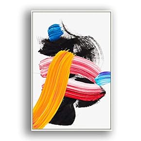Framed Canvas Wall Art for Living Room, Bedroom Colored Brush Canvas Prints for Modern Home Decoration Ready to Hang - 16"x24" inches