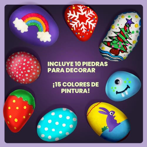 Dr. Daz 10 Rocks Paint Kit, Painting Crafts for Boys Girls 6 7 8 9 10 11 12 Year Old Creative Toys Glow in the Dark