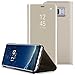 AICase Galaxy S8 Plus Case, Luxury Translucent View Window Sleep/Wake Up Function Cover Mirror Screen Flip Electroplate Plating Stand Full Body Protective Case for Samsung Galaxy S8 Plus(Gold)