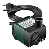 Homasy Upgraded 80 GPH (300L/H, 4W) Submersible Water Pump, 48 Hours Dry Burning Water Pump with 5.9ft (1.8m) Power Cord, Green