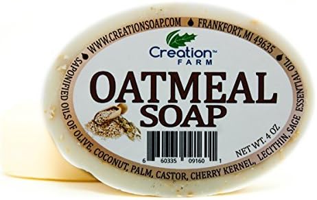 Handmade Oatmeal Face & Hand Soap - 100% Pure Botanical Soap 8 oz (2-4oz Bar Pack) from Creation Farm