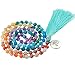 SUNYIK 7 Chakra Matte Agate Bracelet,Wrapped Stone Necklace,Tibetan Buddhist Prayer Beads,with Tassel