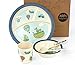 Kids Dinner Ware Set Bamboo fiber Bowl, Plate,Cup,Fork & Spoon, BPA Free,FDA&LFGB Food Safety Approval,Transport inset