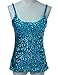 PrettyGuide Women Flashy Sequins All Over Front Spaghetti Strap Tank Top