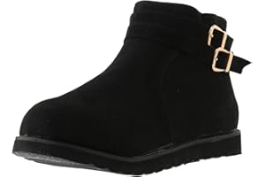 SBGMOSJ Ankle Boots for Women Metal Buckle Fleece Fashion Cowboy Boots Women Western Walking Ankle Booties Soft Shoes Suede Lightweight Fall Boots Fashion Cowgirl Boots