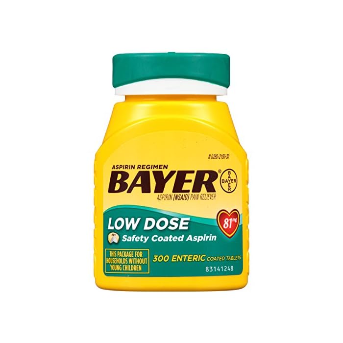 Aspirin Regimen Bayer 81mg Enteric Coated Tablets | Pain Reliever |300 Count
