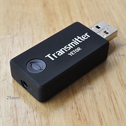 YETOR Bluetooth Transmitter for tv, 3.5mm Portable Stereo Audio Bluetooth Transmitter for pc MP3/MP4(NO Optical) Dual Link for Two Headphones (TX9) - Thumbnail 6