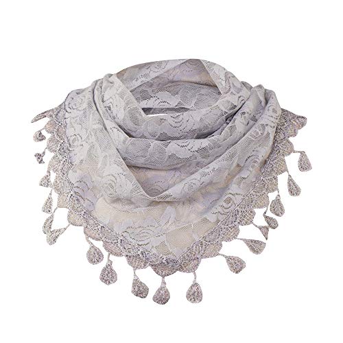 Clearance Sale!â„â„Women Clearance Lace Tassel Rose Floral Hollow Scarf Shawl Lady Wraps Scarves (Gray)