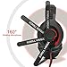 Etekcity Comfortable H5GX Over Ear Stereo Professional Headphone Headset with Mic, LED Light & Adjustable Headband, for PC & MAC (Black&Red)