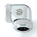 Bitspower Dual Enhance Multi-Link Adapter Fitting for 12mm OD Rigid Tubing, 90 Degree Angle, Silver Shining, 4-Pack