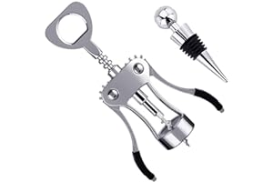 Foho Best Wing Bottle Opener Luxury Corkscrew with Stopper Set for Wine Enthusiast Waiters-Sleeve Anchors, Stainless Steel