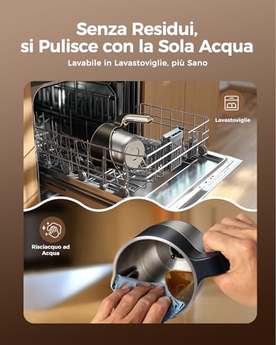 Electric Milk Frother - 8 in 1 Electric Milk Frother 400ml Electric Milk Frother for Cappuccino/Macchiato Milk, Vegetable Milk, Dishwasher Safe