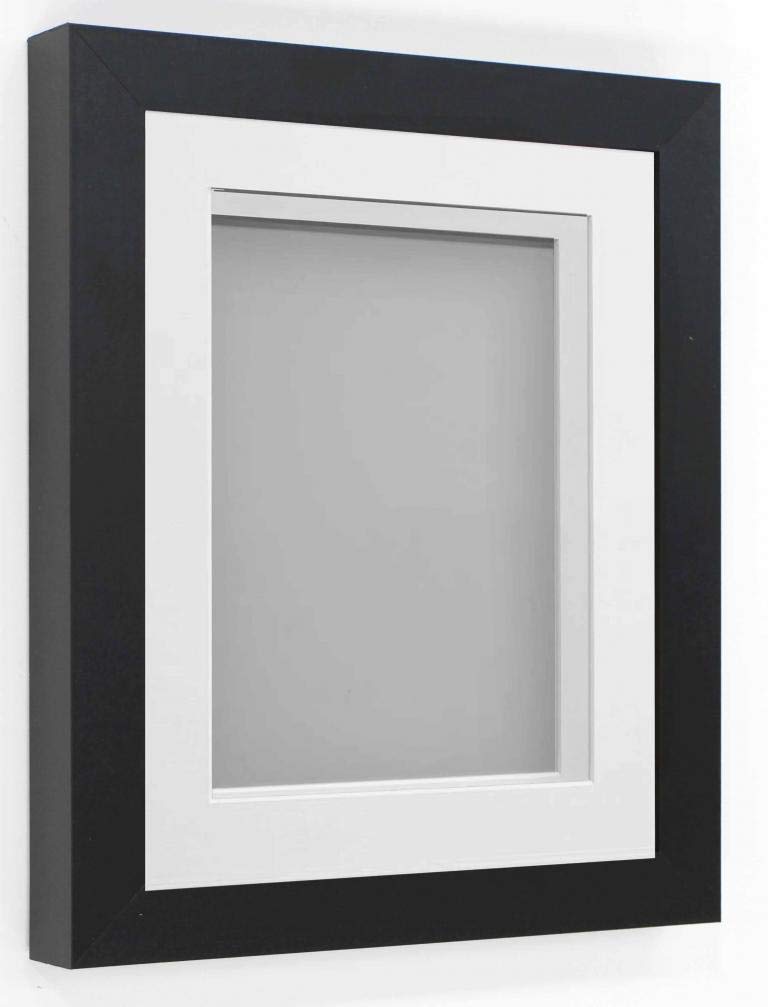 Frame Company Rickman Box 3D Photo Frame, Wood, Black with White Mount, 10x8 for Image Size 6x4 inch