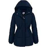poonyfesh Women's Winter Coats Quilted Puffer Jacket Warm Snow Coat with Removable Hood