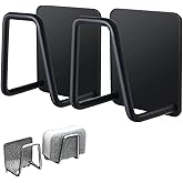 Telivava Sponge Holder for Kitchen Sink(2 Pack), Strong Adhesive Sink Sponge Holder, SUS304 Stainless Steel Sponge Holder for Kitchen Accessories - Waterproof & Quick Drying(B Style Black)