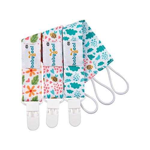 image for Babygoal Pacifier Clips for Girls, 6 Pack Pacifier Holder Fits Most Pa