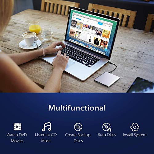 External Blu ray DVD CD Drive Burner,USB 3.0 Portable 3D 4K Blu-Ray DVD Player Writer Reader Disk for Laptop Notebook PC Desktops Support Windows/Vista/7/8/10, Mac OSX and Linux OS