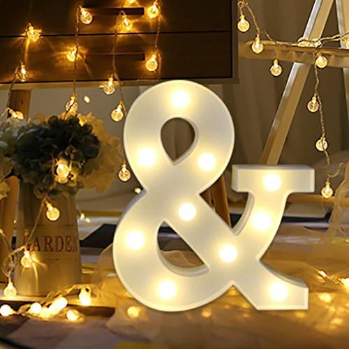 Vacally LED light，Alphabet Letter Lights LED Light Up White Plastic Letters Standing Hanging A -Z & Wedding Birthday Decorate