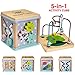 GLEEPORTE New | 5-in-1 Wooden Activity Play Cube | Deluxe Multi-Function Bead Maze Learning Toy for Toddlers and Kids | Ideal Gift