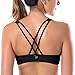 CRZ YOGA Women's Low Impact Strappy Sports Bra - Low Cut Wirefree Padded Yoga Bra Criss Cross Back Black X-Large