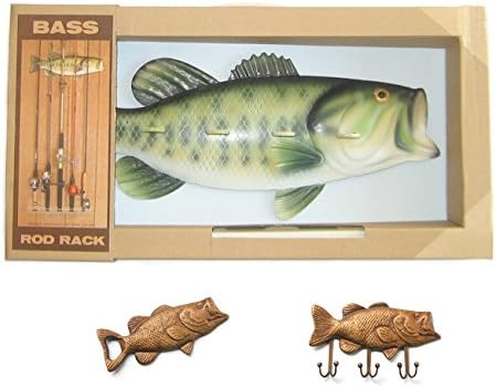 Fish Rod Racks Large Mouth Bass Bundle - 3 Items: Largemouth Bass Rod Rack, Bass Opener, Bass Key Holder