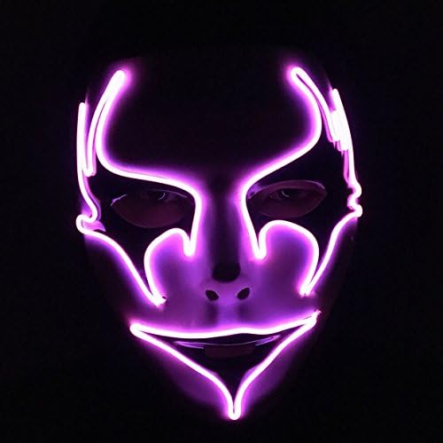 Melbourne Shuffle EL Mask Halloween Cosplay Masquerades Mask Light Up Mask, One Size (Purple)