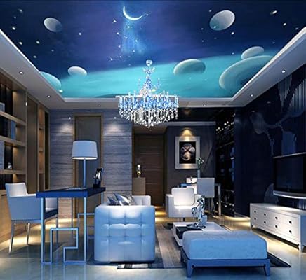Outer Space Moon 3d Ceiling Wallpaper For Hall Living Room 3d Wall