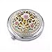 Duttek Mini Round Metal Cosmetic Makeup Double Compact Purse Mirror Pocket Mirror Double-sided Folding Cosmetic Round Mirror- Assorted Mirror Back Pattern Design (Gold and Bronze) (Silver)