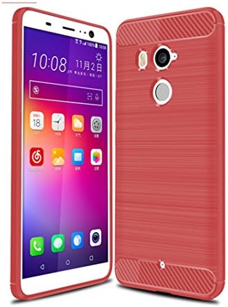 HTC U11 Plus Case, HTC U11+ Case, Wellci Soft Silicon Luxury Brushed Case with Texture Carbon Fiber Design Protection Cover for HTC U11 Plus/HTC U11+ (Red)