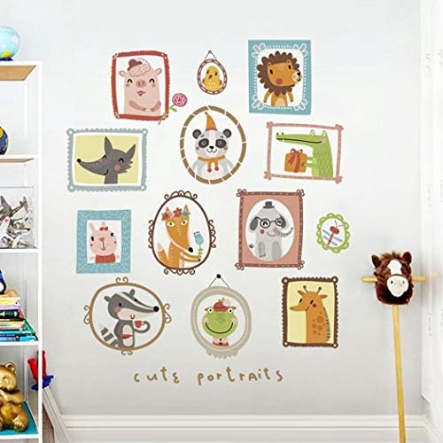 QTZJYLW Cute Cartoon Animal Portrait Pattern Wall Stickers For Kids Rooms Baby Home Decor Wall Decals(90×60Cm)