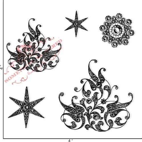 Something Tattered Brooch Bling Clear Stamps, 4 by 4-Inch