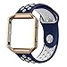 Fitbit Blaze Sport Band with Frame, Alritz Soft Silicone Replacement Strap Breathable Wristband for Fitbit Blaze Watch Fitness Watch, Large, Midnight Blue/White