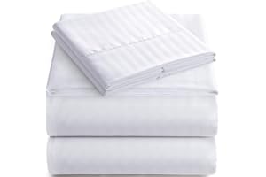Pack of 2 Fitted Sheets Only for Hospital Adjustable Bed Cotton, White Stripe Twin 36" x 80" X 10", Soft & Comfy Cotton Sheet