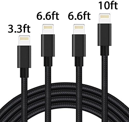 Zepthus Cable for iPhone Charger, [4-Pack] 3.3FT+6.6FT+6.6FT+10FT Lightning Cable iPhone Charger for iPhone X/8/8 Plus/7/7 Plus/6s/6s Plus/6/6 Plus