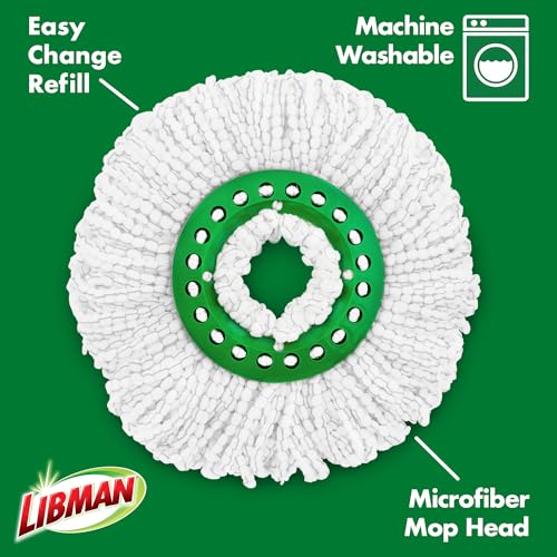 Libman Tornado Spin Mop System Plus 1 Refill Head Mop and Bucket with
