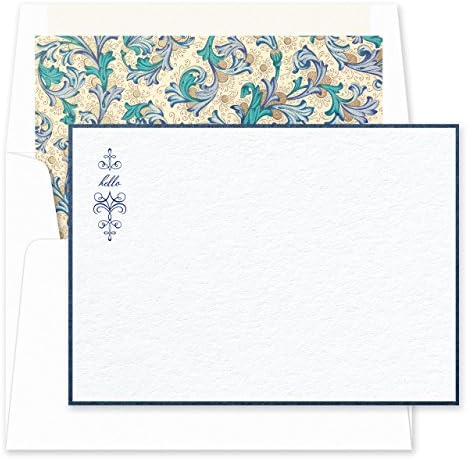 Checkerboard Encircle Note Cards with Hand Lined Envelopes, White