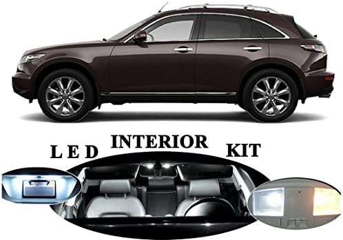 LED Lights for Infiniti FX35 Xenon White LED Package Upgrade - Interior + License plate / Tag + Vanity / Sun Visor + Reverse / Backup (17 pieces)
