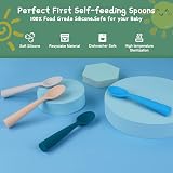 Vicloon 7 Pack Silicone Baby Spoons Self-Feeding Weaning Training Spoons view 3