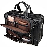Augus Leather Briefcase Business Travel Genuine