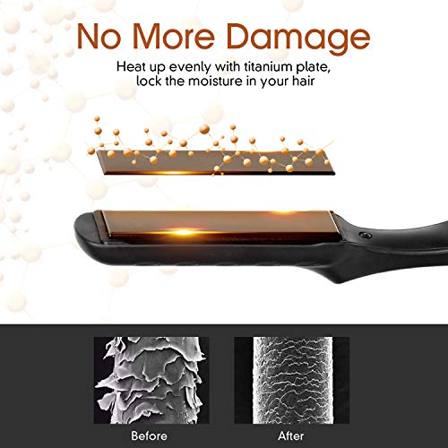 AmoVee Mini Flat Iron Nano Titanium Hair Straightener 3D Floating Plates 1/2 Inch Dual Voltage Instant Heat for Travel, Free Carry Bag Included, Black - Thumbnail 2