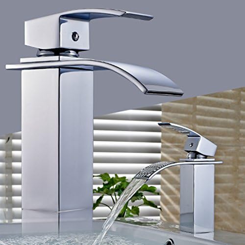 ROVATE Bathroom Waterfall Sink Faucet Single Hole Single Handle Vanity Faucet Polished Chrome