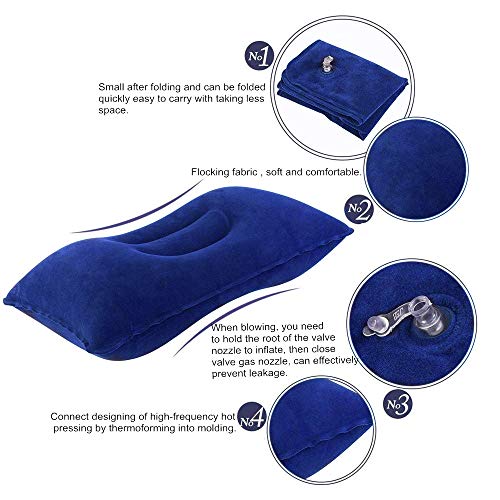 UPSTONE Sand Free Beach Blanket Mat - 82''×79'' 【Include 2 pcs Inflatable Pillow】Waterproof Travel Hiking Camping Picnic Mat Outdoor Large Beach Blanket Sand Proof with Drawstring Carrying Bag - Blue