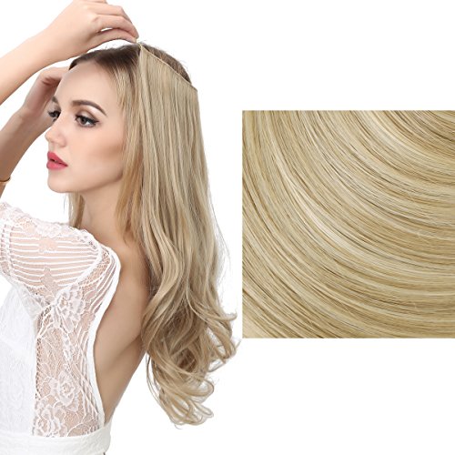 SARLA Synthetic Hairpieces Flip in Women Hair Extensions Natural Wave Invisible Halo Hair Extensions M01 (16H613 Dirty Blonde)