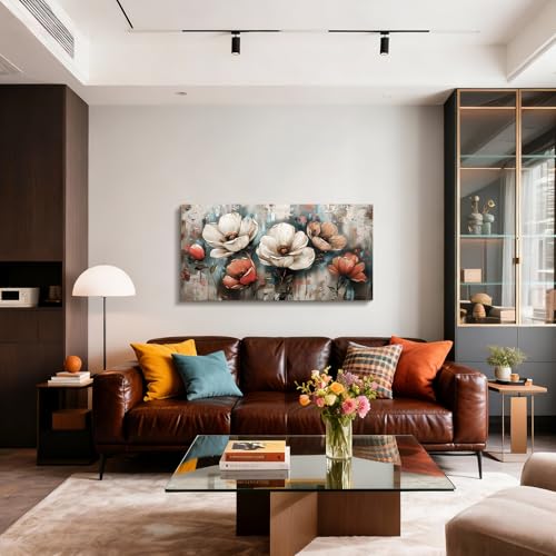 JHHUAMO Modern Living Room Decoration Paintings, Large Canvas for Pictures, Vintage Floral Decorative Canvas for Bedrooms, Office, Room, Hallway, 59 x 119 cm