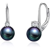TIGER RIDER Pearl Earrings 925 Sterling Silver Leverback Hypoallergenic Drop Earring Jewelry for Women Birthday Gifts