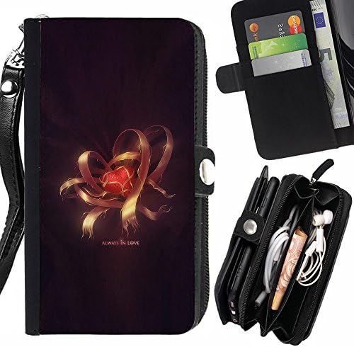 GOD CASE FOR SAMSUNG GALAXY C7 cute romance gold heart always love Wallet Purse Pouch Holster Leater &amp; Soft TPU