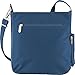 Travelon Anti-Theft Quilted North South Bag - Medium Nylon Crossbody for Travel & Everyday - (Black/Dark Emerald Interior)