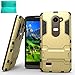 Moment Dextrad [Shockproof][Stand Feature] Dual Layer Armor Defender Shock Absorption Protective Cover for LG Leon/LG Tribute 2 (NOT Fit LG Tribute) (Luxury Gold)