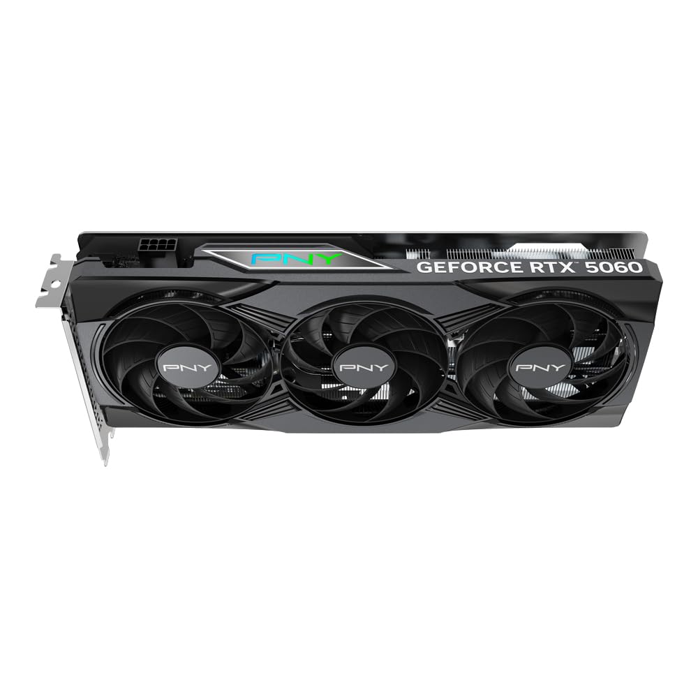PNY NVIDIA GeForce RTX? 5060 8GB ARGB Overclocked Triple Fan Graphics Card (DLSS 4, PCIe 5.0, HDMI/DP 2.1, 2-Slot, Epic-X? RGB Lighting)