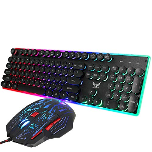 Game Keyboard and Mouse,Sunsee ZERODATE J40 Wired Keyboard Mouse 104 Keys Ergonomic for Typing Games Compatible - Thumbnail 5